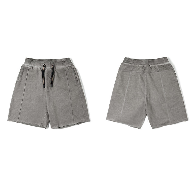 Heavyweight distressed knit shorts