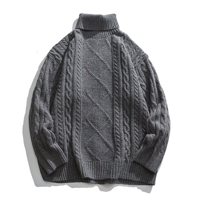 MIX color × cable knit turtleneck knit