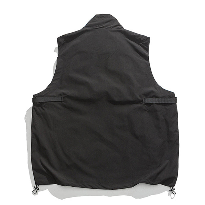 Stand collar vest with outdoor zip pocket