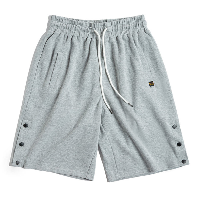 Sweat-style knit shorts (with snap buttons on both sides)