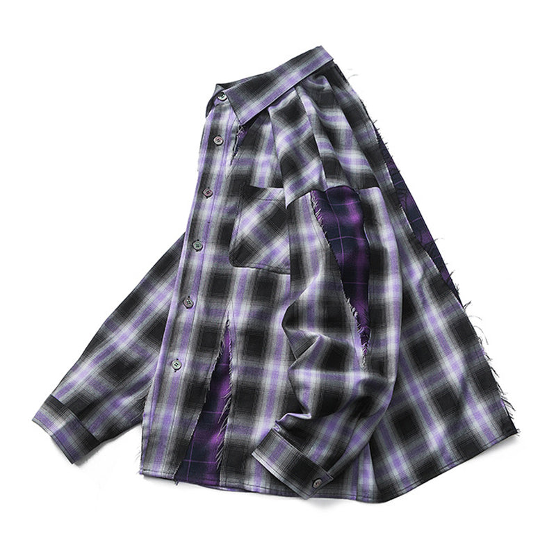 Distressed Layered Plaid Shirt