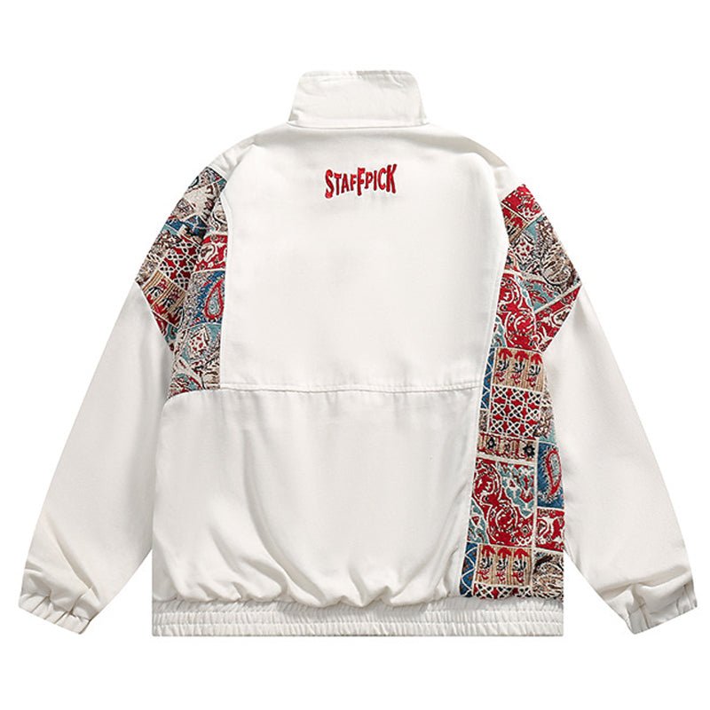 Ethnic jacquard switching track jacket