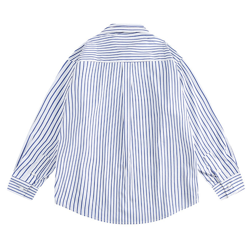 Striped long-sleeve shirt with button pockets