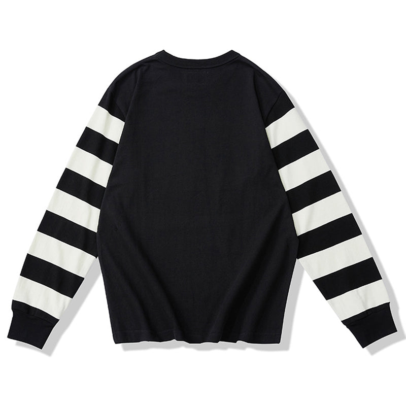 Sleeve border switching biker long T heavy weight