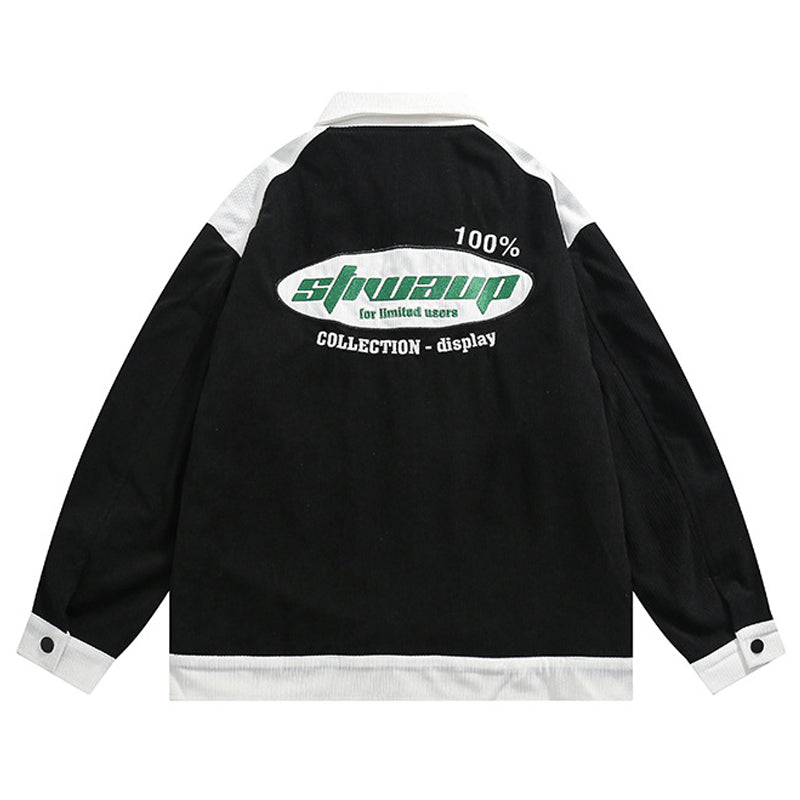 Embroidered corduroy color scheme switching jacket