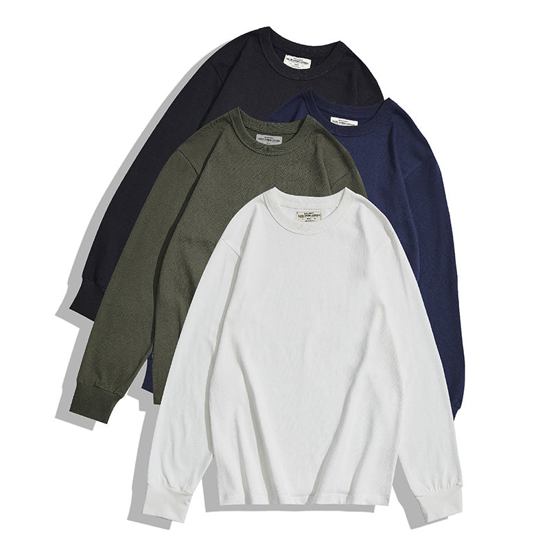 ヘビーウェイト 無地クルーネック厚手Tシャツ 長袖