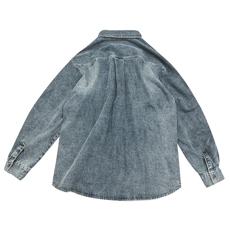 Used and washed denim work shirt