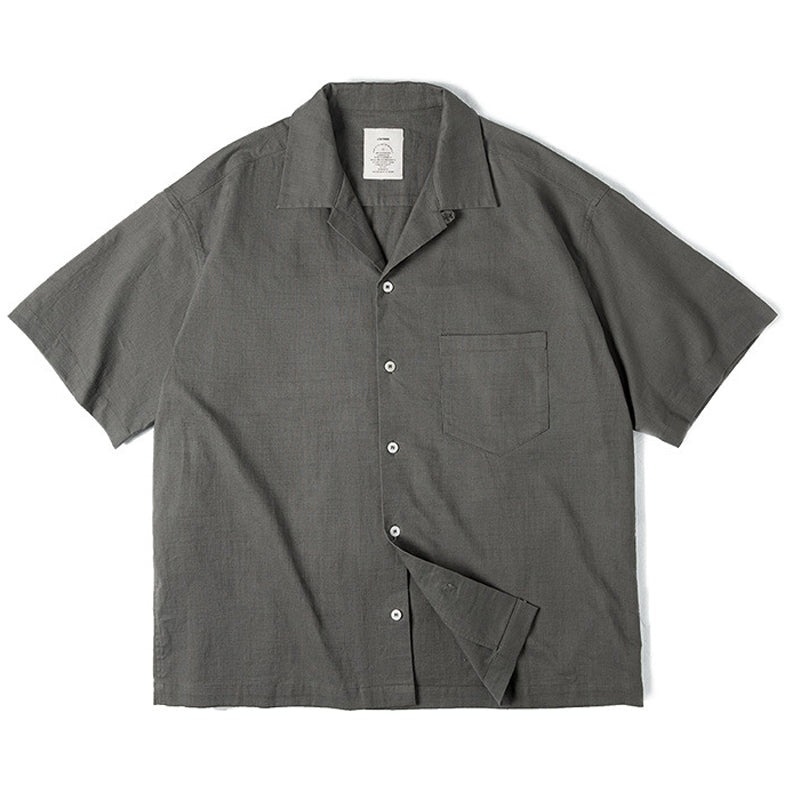 Drop shoulder cotton linen cuban shirt