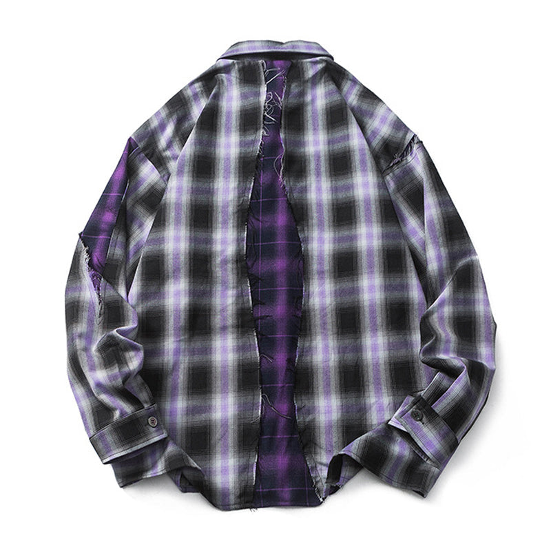 Distressed Layered Plaid Shirt