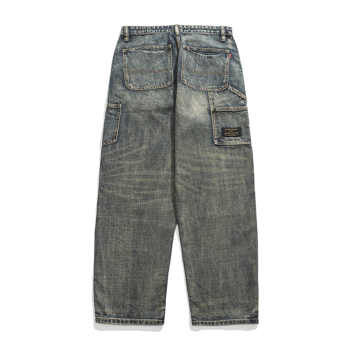 Washed whisker denim pants