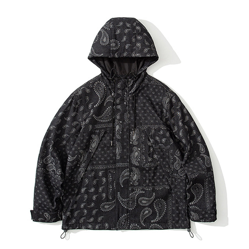 Paisley Pattern Denim Mountain Parka