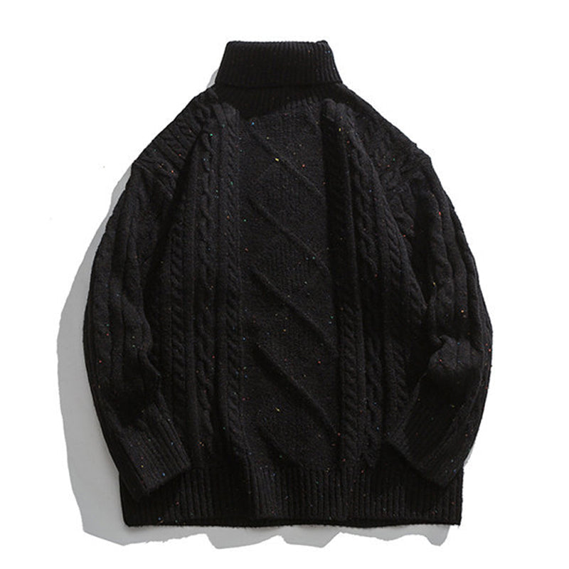 MIX color × cable knit turtleneck knit