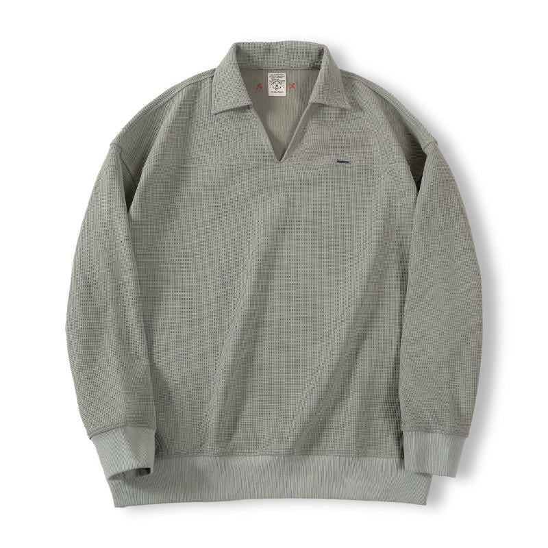 Waffle open collar polo shirt available in 3 colors
