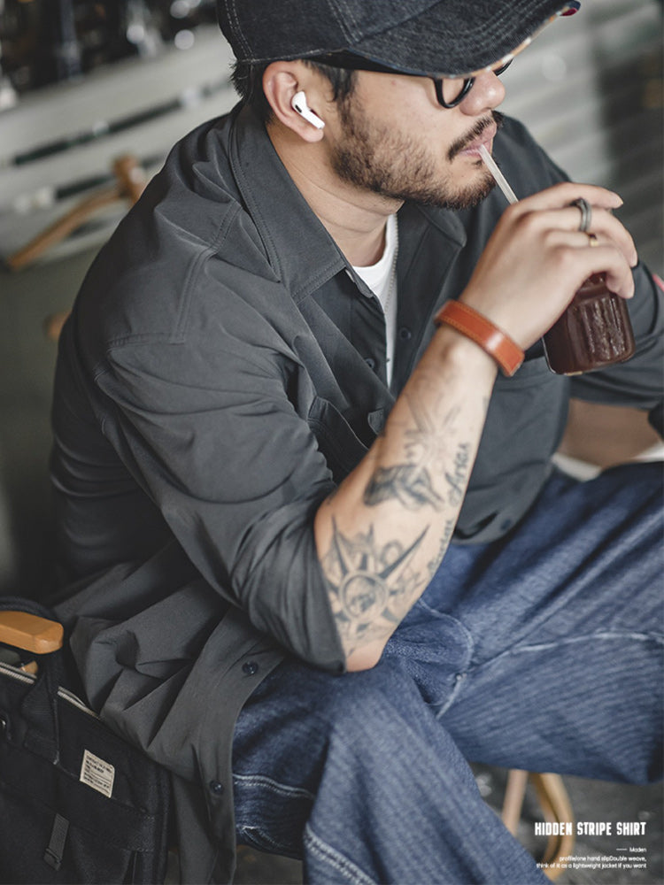 Hidden Stripe anti-wrinkle shirt long sleeve