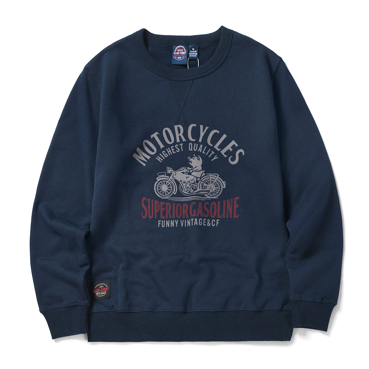 USNAVY back pile biker print sweat