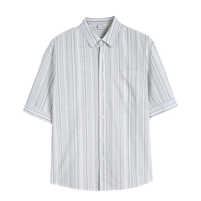 Temperament striped short-sleeved shirt