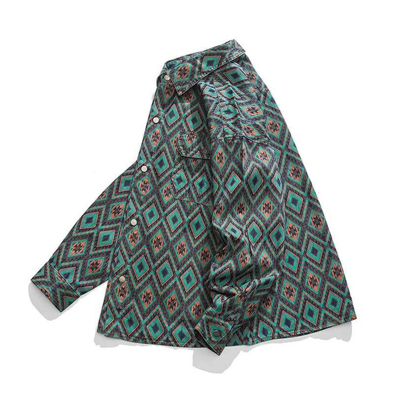 Ethnic pattern work shirt