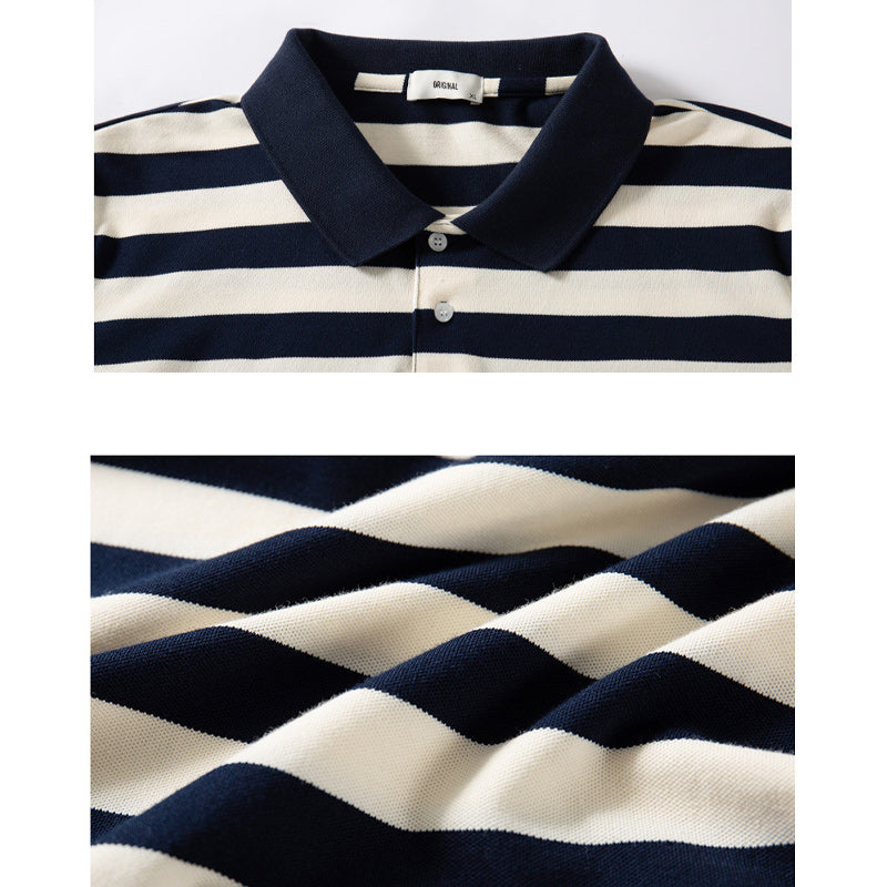 Fashion horizontal striped polo shirt