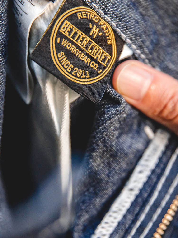 8.8OZ color combination stitch wide denim pants