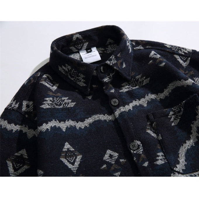 NAVAJO jacquard woven tweed shirt