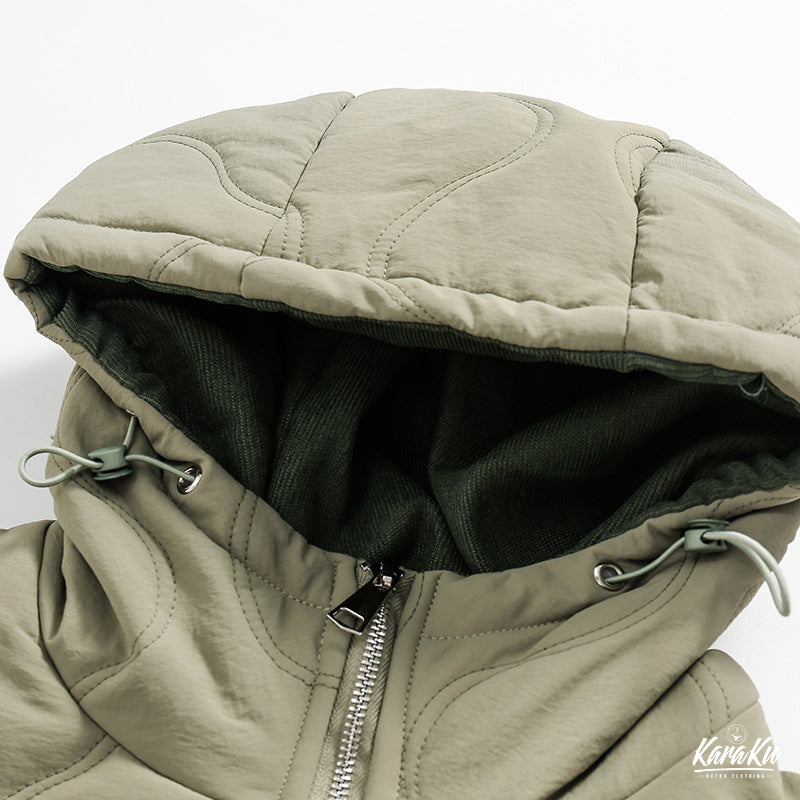Hooded padded nylon quilted coat