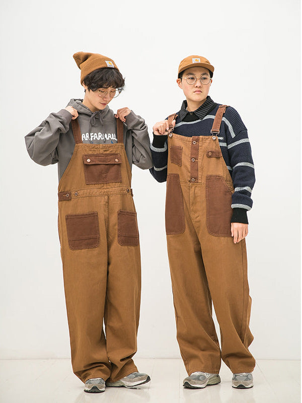American casual wide overalls front and back 2way wear