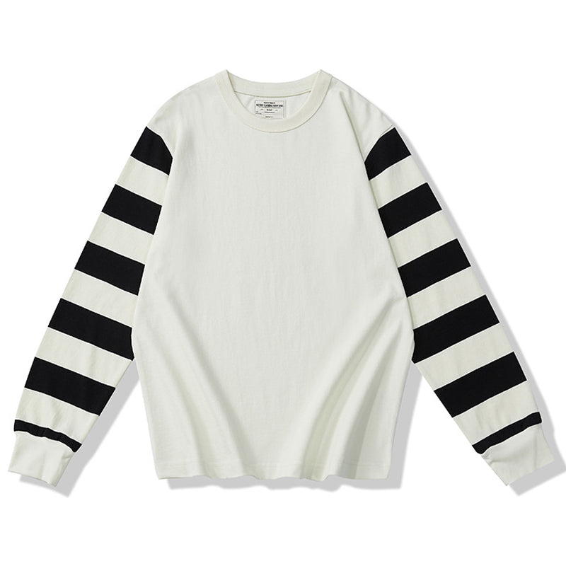 Sleeve border switching biker long T heavy weight