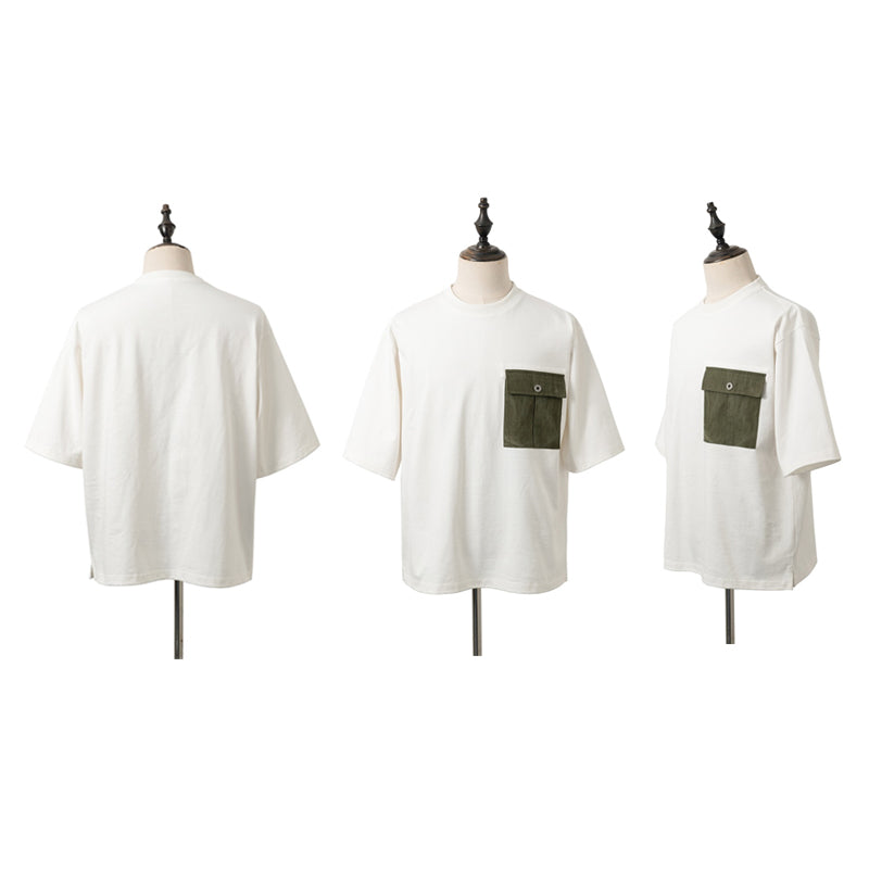 360g Heavyweight White T-shirt Military Pocket