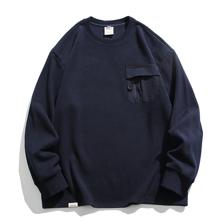 Crewneck sweatshirt with zip pocket