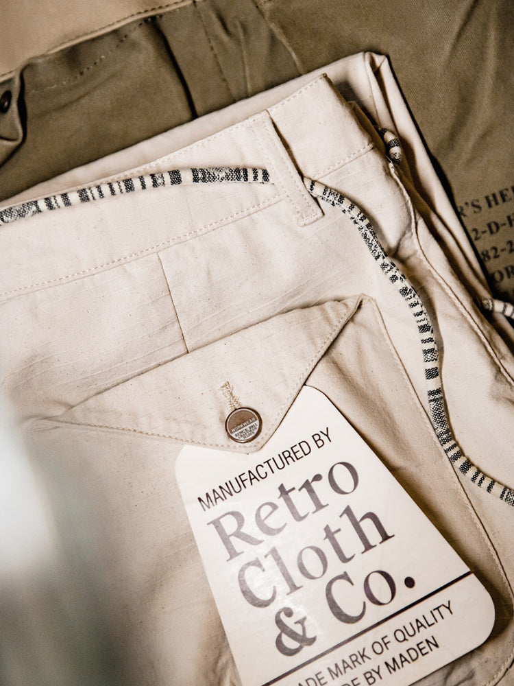 Natural cotton canvas trousers