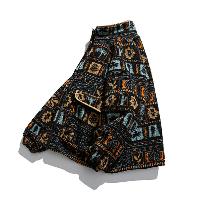 Ethnic style cotton fleece jacket