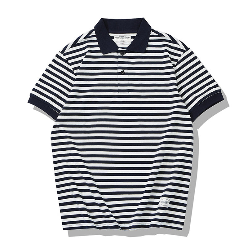 Heavyweight retro border polo shirt