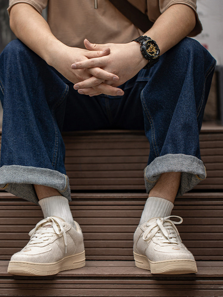 EMBROIDERED LINEN SKATE BOAT SHOES