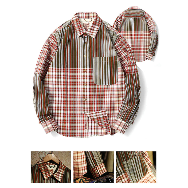 Yarn-dyed multi-stripe and check shirt