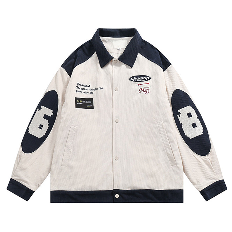 Embroidered corduroy color scheme switching jacket