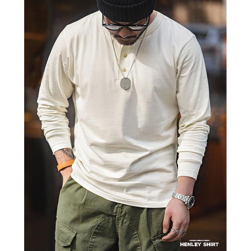 American Retro Long Sleeve Henley T-shirt