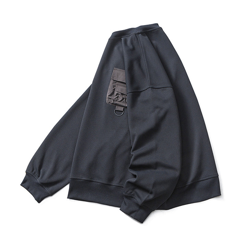 Waffle sweatshirt with overlapping pockets