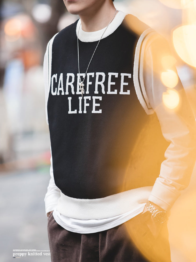 Ivy look crew neck knit vest