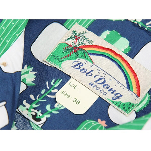 Cartoon Cactus Summer Printed Cotton Hawaiian Shirt