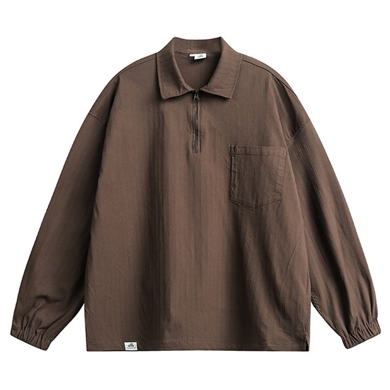 One pocket half zip long sleeve shirt