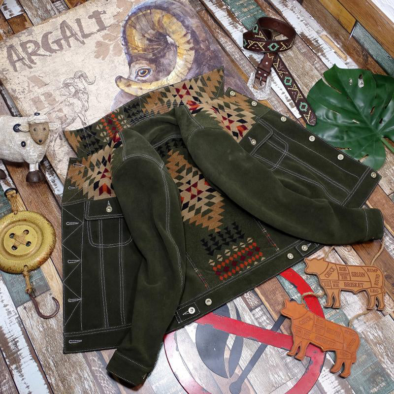 NAVAJO Navajo calf leather suede jacket S-5XL