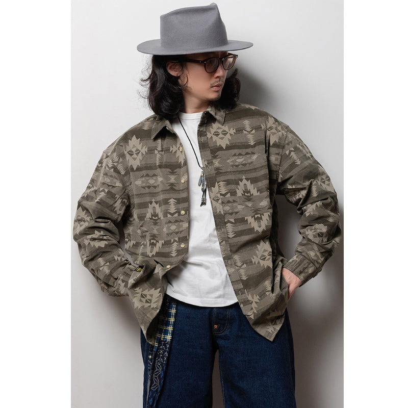 Distressed vintage Navajo ethnic print shirt