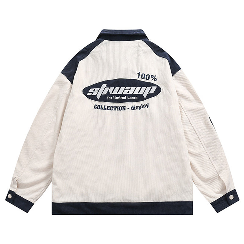 Embroidered corduroy color scheme switching jacket