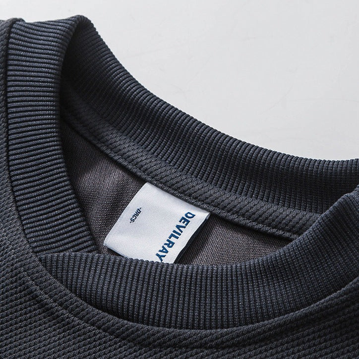 Waffle sweatshirt with overlapping pockets