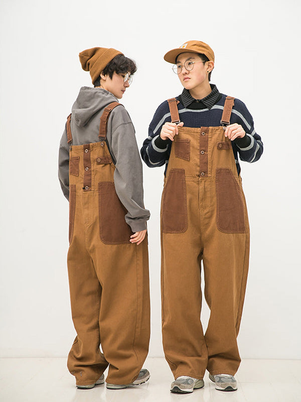 American casual wide overalls front and back 2way wear