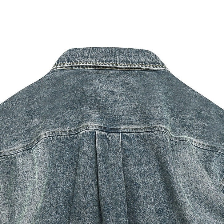Used and washed denim work shirt