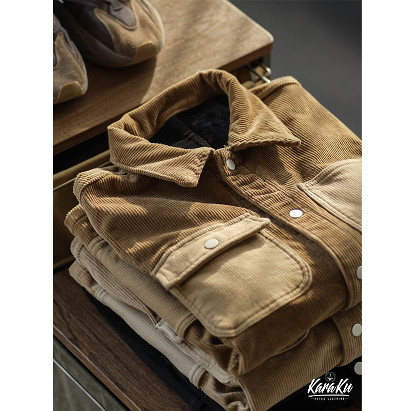 MULTI POCKET brushed back corduroy jacket