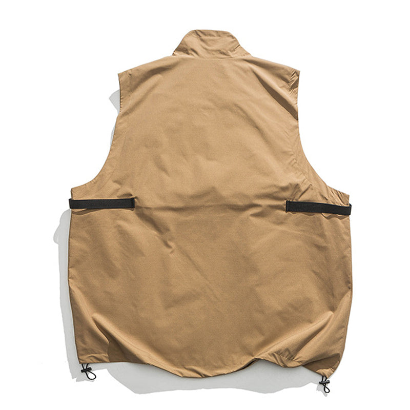 Stand collar vest with outdoor zip pocket