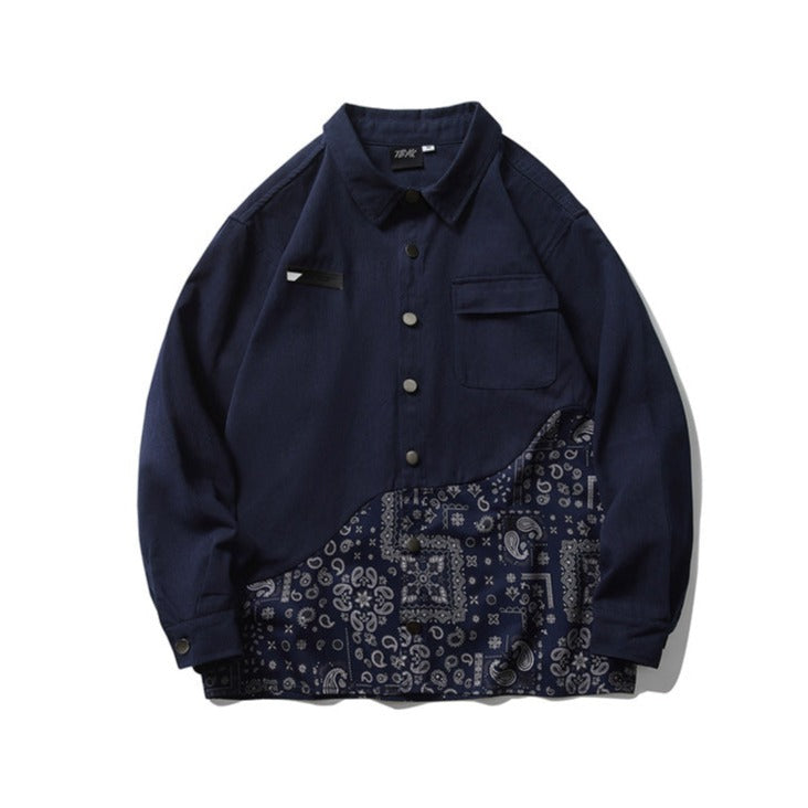 Cityboy ペイズリー柄ウェーブ切替シャツ