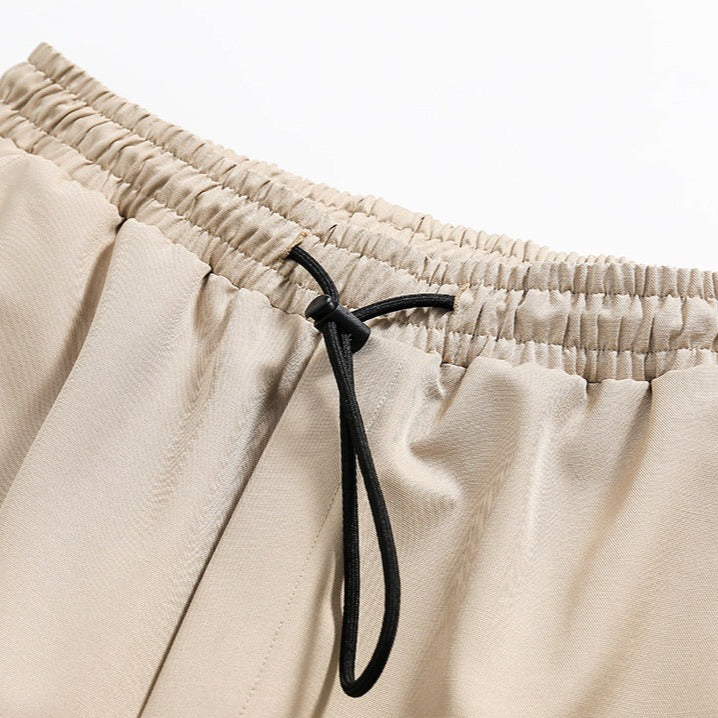 Color scheme patchwork wide pants with drawcord